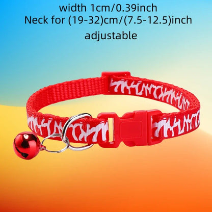6pcs/set Small Pet Collar with Bell Cute Print Cat Adjustable 7-12 Inch for 3-12 Months Cat