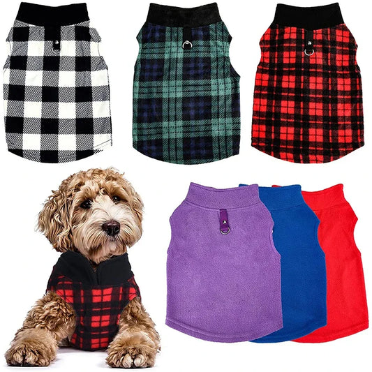 Dog Clothes Dog Sweater with Leash Ring Soft Winter Pet Clothes Warm Fleece Vest Dog Cozy Jacket for Dog Supplies French Bulldog