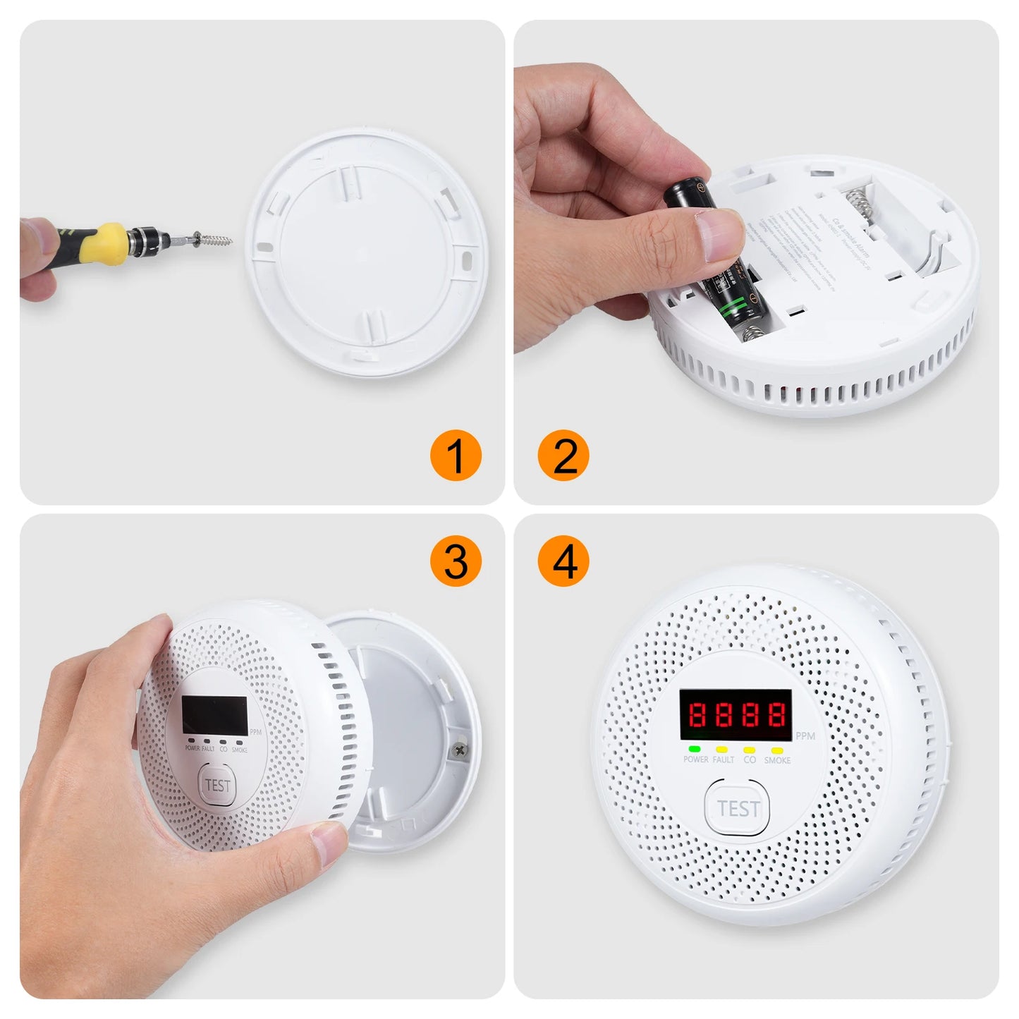 2 in 1 Smoke Carbon Monoxide Alarm Detector Dual Sensor with LCD Display Screen for Hotels Office Buildings Teaching Buildings