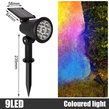 2/9LEDs RGB Solar Light Outdoors Landscape Spotlights Color Changing 2 In 1 Wireless Waterproof Solar Wall Lamp Patio Garden