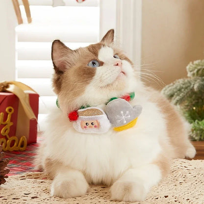 Pet Cat Fur Ball Collar Hat Elk Tie Gift Dog Decoration Small Medium-sized Dog Collar Elasticity Holiday Decoration Christmas