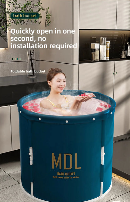 1 unit Strengthened DIY-style bathtub for adults with built-in heat retention feature. A foldable home-use bath product.