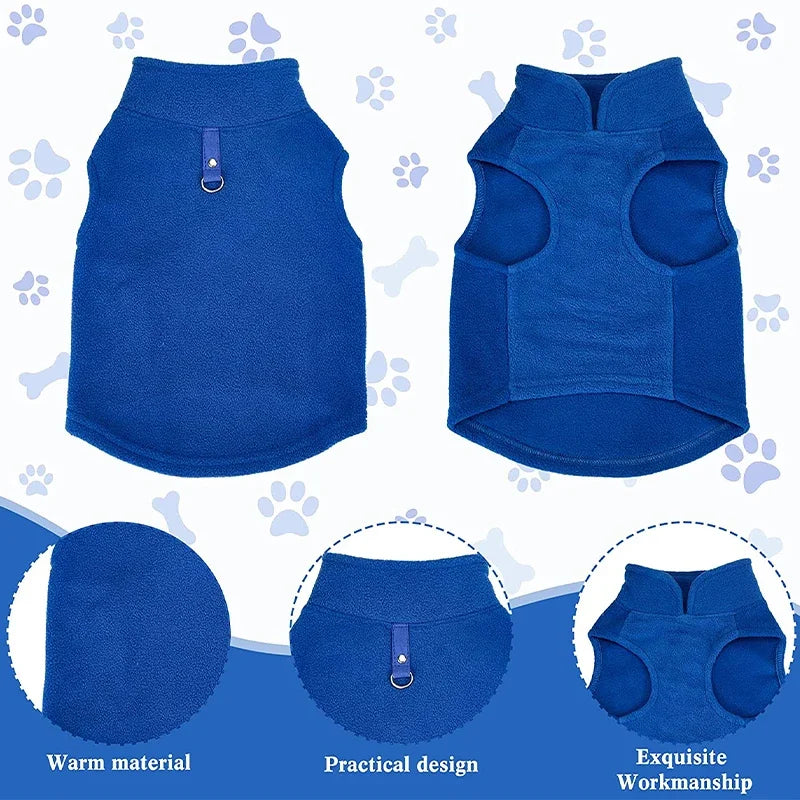 Dog Clothes Dog Sweater with Leash Ring Soft Winter Pet Clothes Warm Fleece Vest Dog Cozy Jacket for Dog Supplies French Bulldog