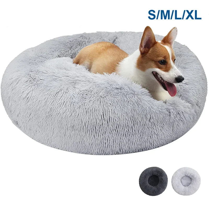 2025 50-80cm Round Pet Bed Long Plush Cat House Dog Bed for Medium Dogs Soft Cat Nest Kennel Dog Mattress Pet Supplies cozy bed