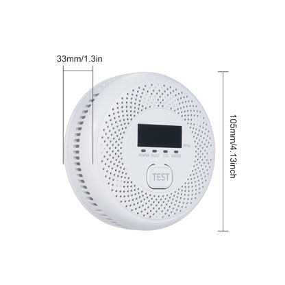 2 in 1 Smoke Carbon Monoxide Alarm Detector Dual Sensor with LCD Display Screen for Hotels Office Buildings Teaching Buildings