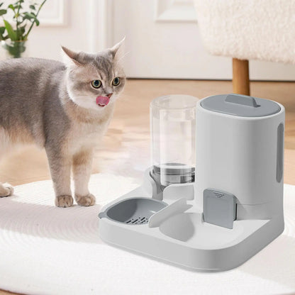 Automatic Pet Feeder Waterer, Pet Bowl Compact Feeding Station Cat Dog Feeder Water Dispenser