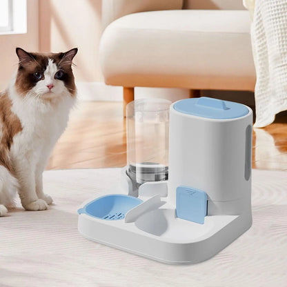 Automatic Pet Feeder Waterer, Pet Bowl Compact Feeding Station Cat Dog Feeder Water Dispenser