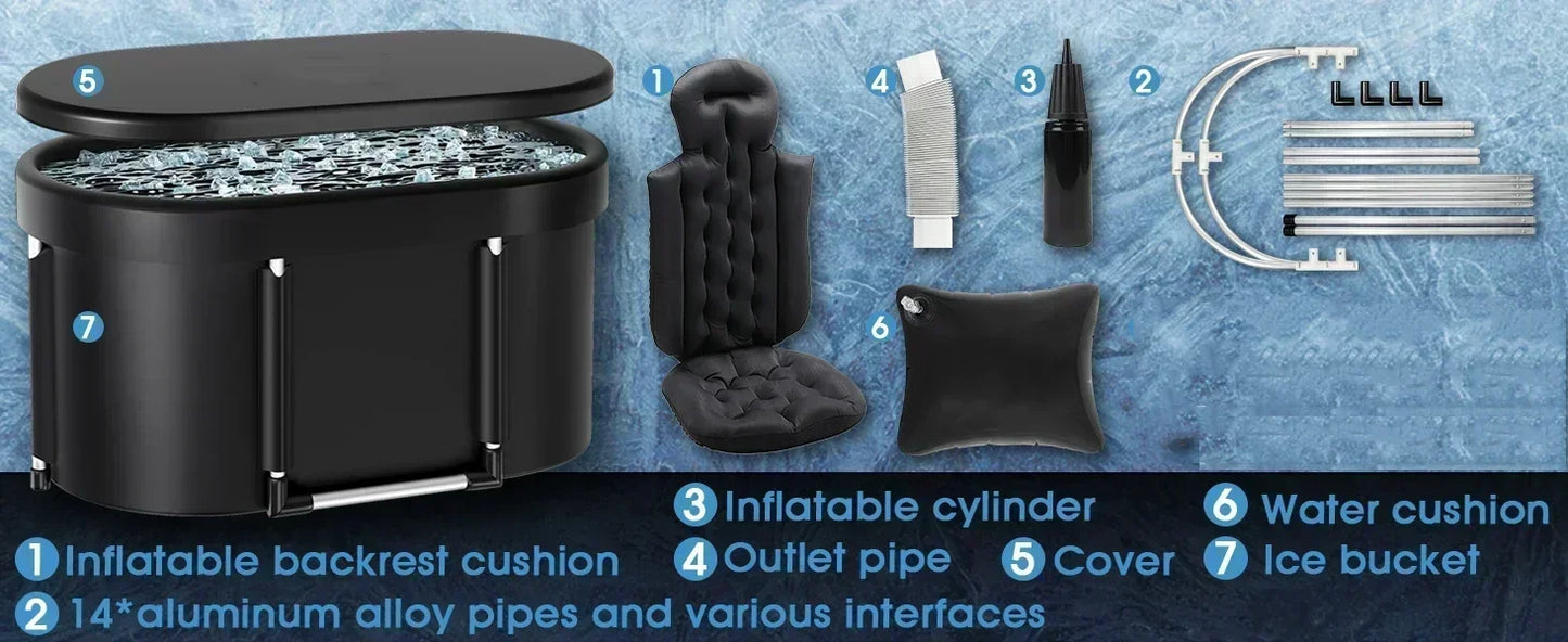 1Set Ice Bath Tub Portable Outdoor Cold Plunge Tub for Recovery Cold Plunge for Family-Foldable for Gym/Home Ice Bath Tub
