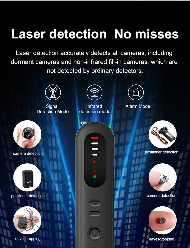 Camera detector, travel security guard, infrared scanner, anti-eavesdropping, positioning signal detector T06