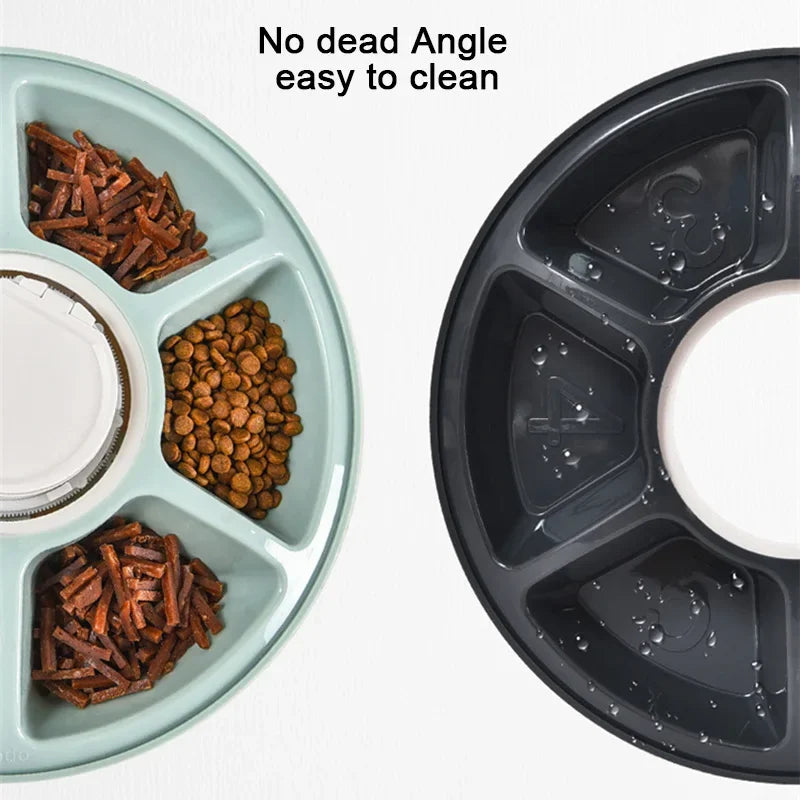 6 Meal Trays, Digital Timer, Portion Control, with Voice Recorder, Automatic Feeder for Dogs and Cats, Dry and Wet Food