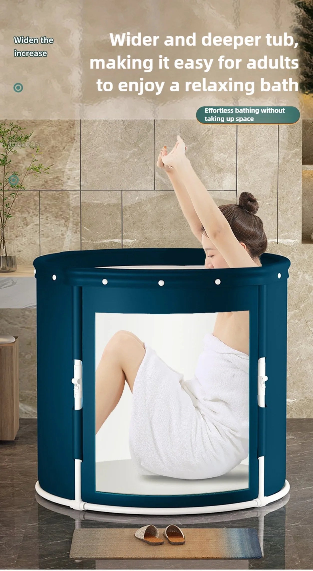 1 unit Strengthened DIY-style bathtub for adults with built-in heat retention feature. A foldable home-use bath product.