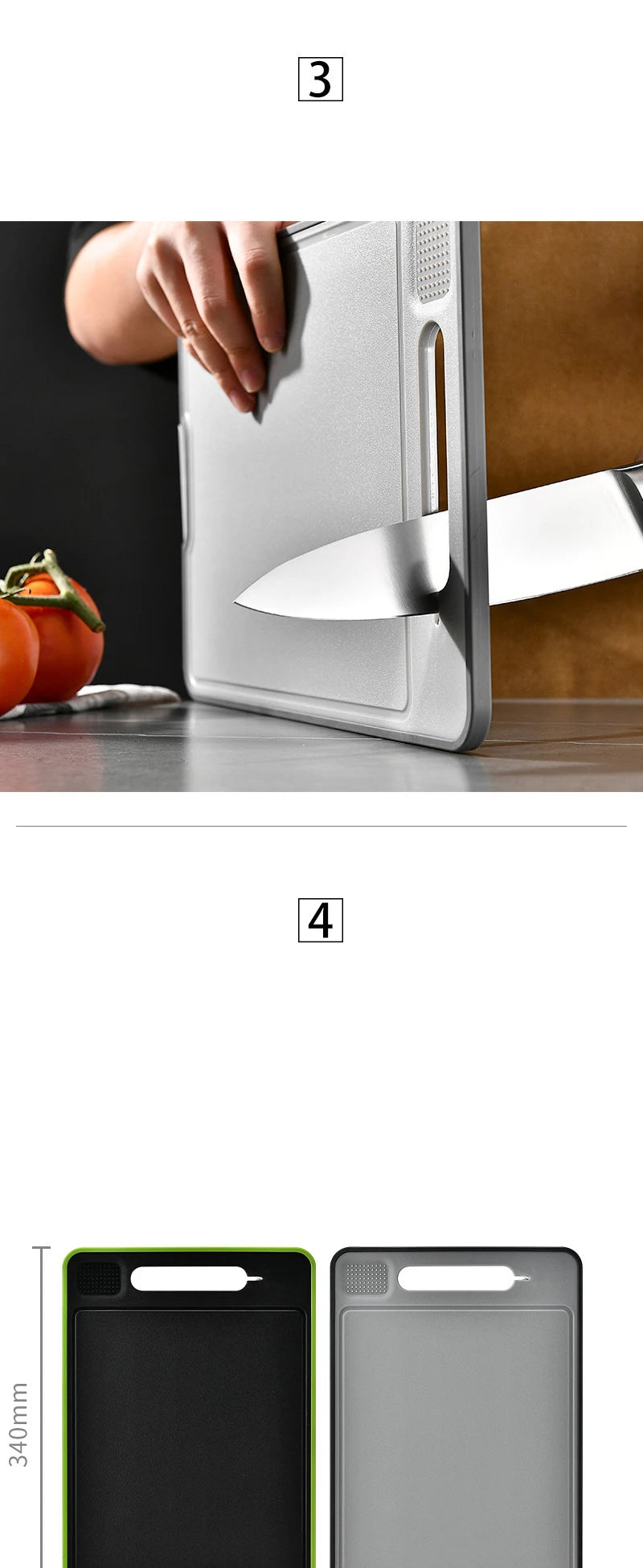 Foldable Double-Sided Thawing Cutting Board 4-in-1 Aluminum Alloy Chopping Board with Knife Sharpener and Garlic Grinder