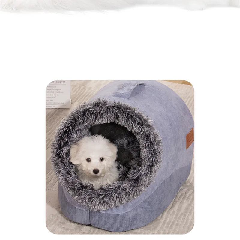 Pet House for Small Dog Cat Bed House Portable Enclosed Plush Pet Kitten Nest Winter Warm Soft Pet Cave Kennel Deep Sleep Sofa