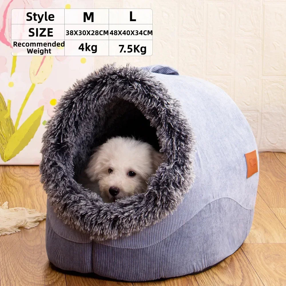 Pet House for Small Dog Cat Bed House Portable Enclosed Plush Pet Kitten Nest Winter Warm Soft Pet Cave Kennel Deep Sleep Sofa