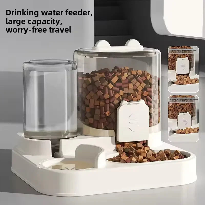 Dog Auto Feeder and Water Dispenser Gravity Food Feeder and Waterer Set with Pet Food Bowl Universal Pet Products