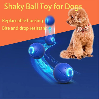 Dog Ball Toy LED Light Automatic Moving Dog Ball Interactive Rolling Shaky Ball Toy for Dogs Rechargeable pet Interactive Toys