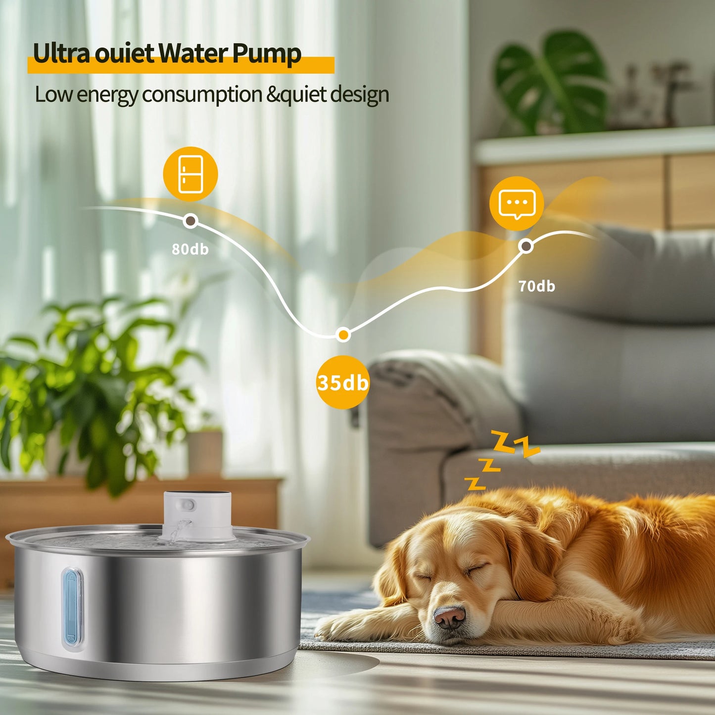 Petavista 8L Automatic Stainless Steel Dog Water Fountain 5000mAh Wireless Pet Drinker Battery & Sensor 2 in 1 Dispenser for Dog