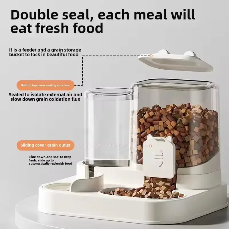 Dog Auto Feeder and Water Dispenser Gravity Food Feeder and Waterer Set with Pet Food Bowl Universal Pet Products