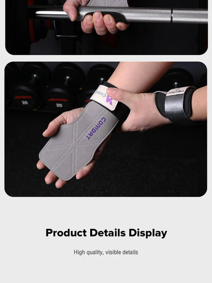 Cowhide Power-Assisted Straps Grips Fitness Gloves Anti-Skid Pads for Women Men Gym Workout Fitness Exercise【1 Pair】