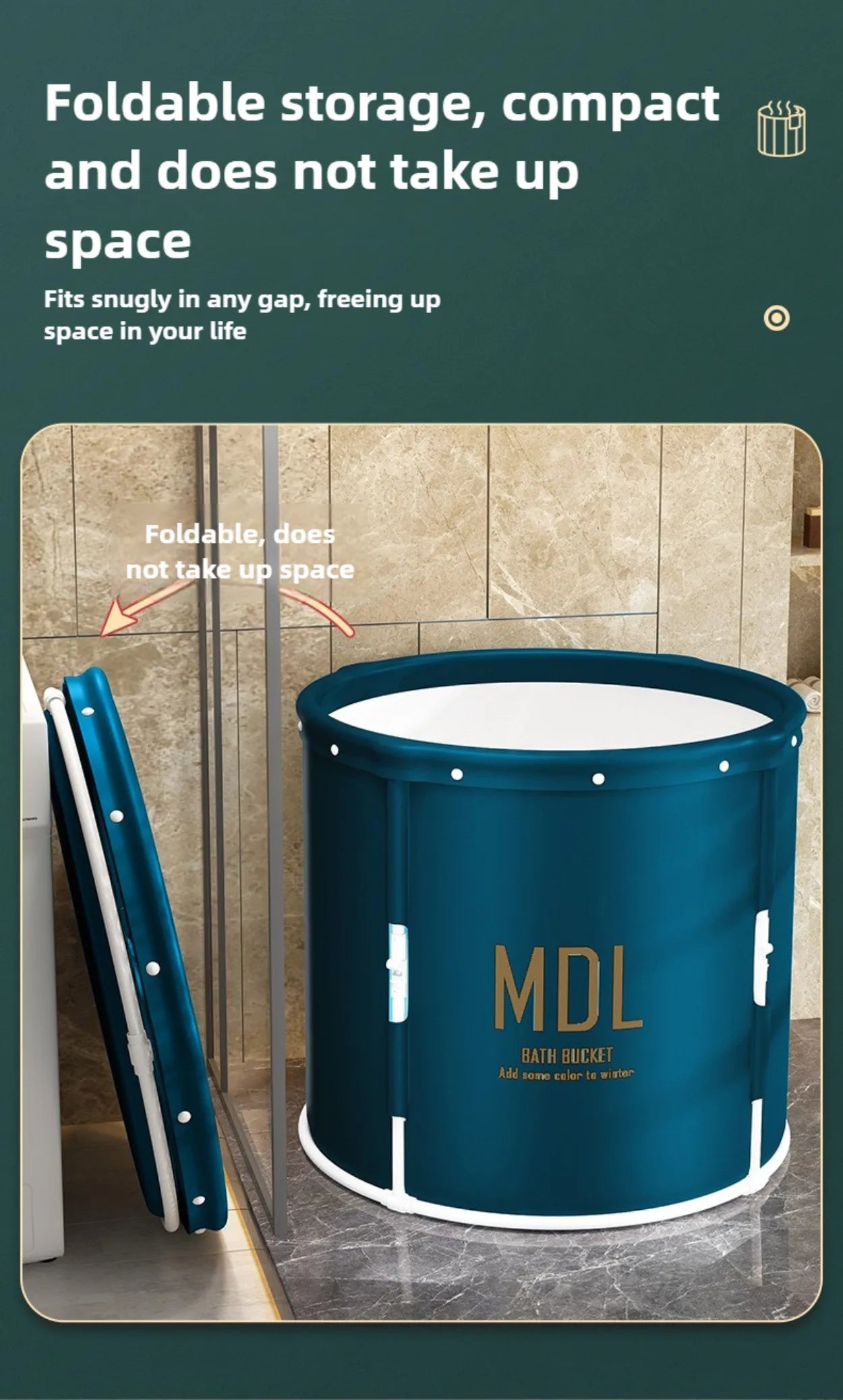 1 unit Strengthened DIY-style bathtub for adults with built-in heat retention feature. A foldable home-use bath product.