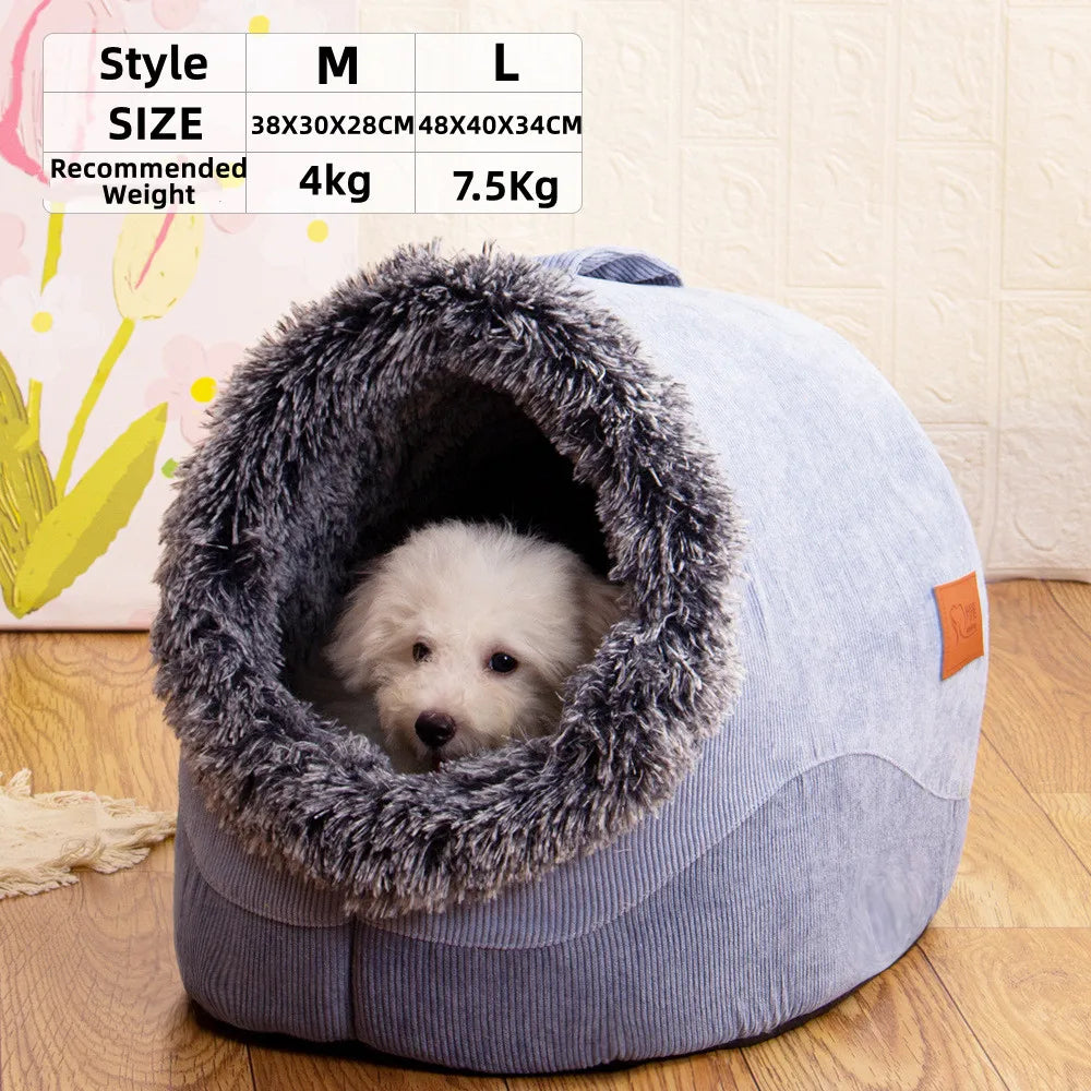 Pet House for Small Dog Cat Bed House Portable Enclosed Plush Pet Kitten Nest Winter Warm Soft Pet Cave Kennel Deep Sleep Sofa