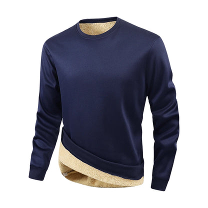 Men’s Fleece Lined Sweatshirt Winter Warm Pullover Crewneck Thick Thermal Casual Top Long Sleeve Shirt for Outdoor Sports