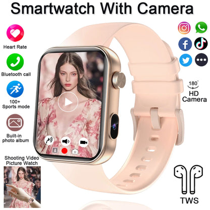2025 New Smart Watch Men Women Camera Take Photos Record Video Health Monitor Sports Fitness Waterproof BT Call Smartwatch