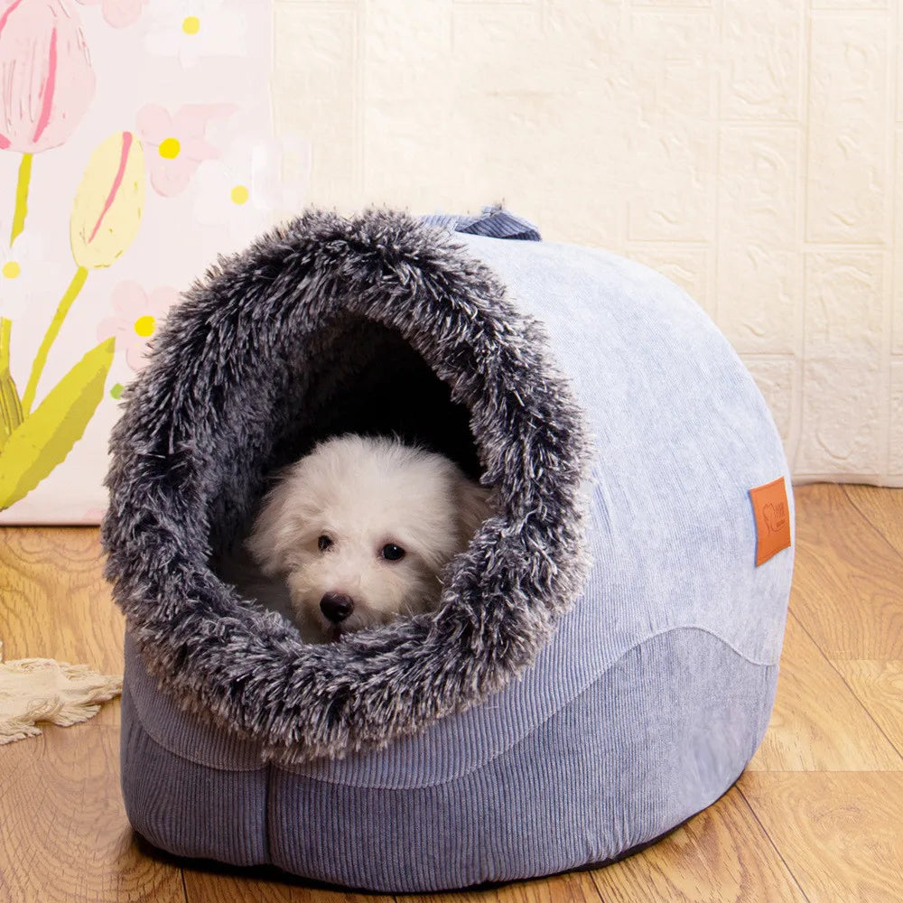 Pet House for Small Dog Cat Bed House Portable Enclosed Plush Pet Kitten Nest Winter Warm Soft Pet Cave Kennel Deep Sleep Sofa