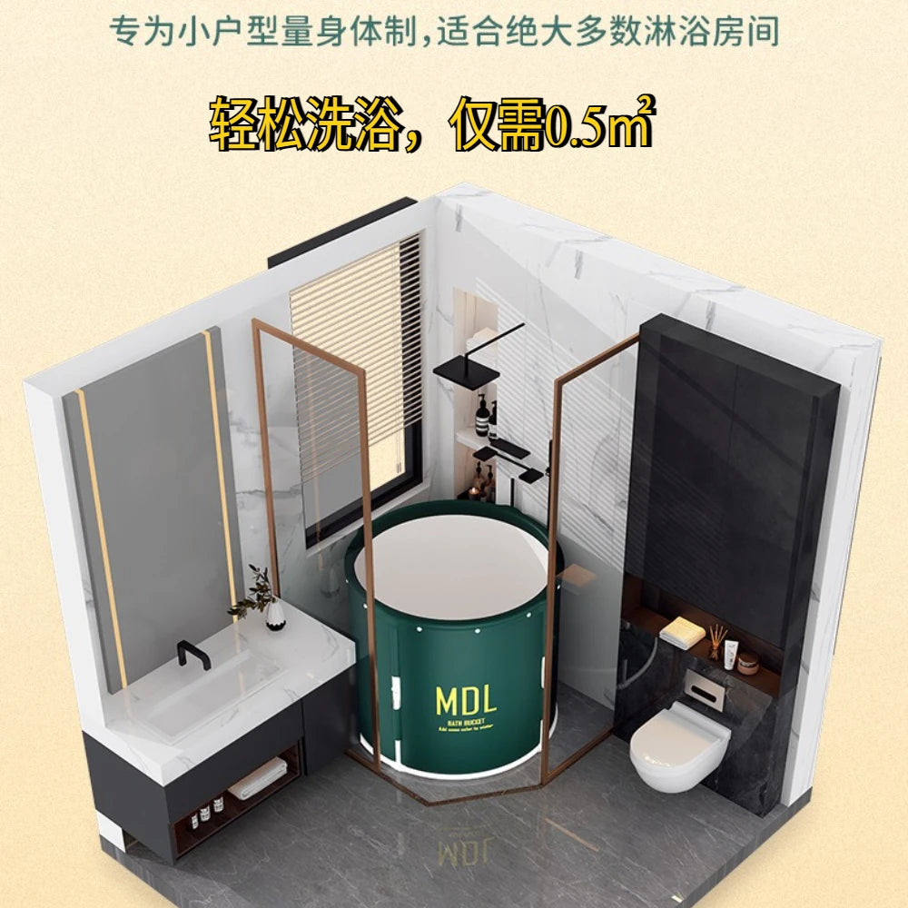 1 unit Strengthened DIY-style bathtub for adults with built-in heat retention feature. A foldable home-use bath product.