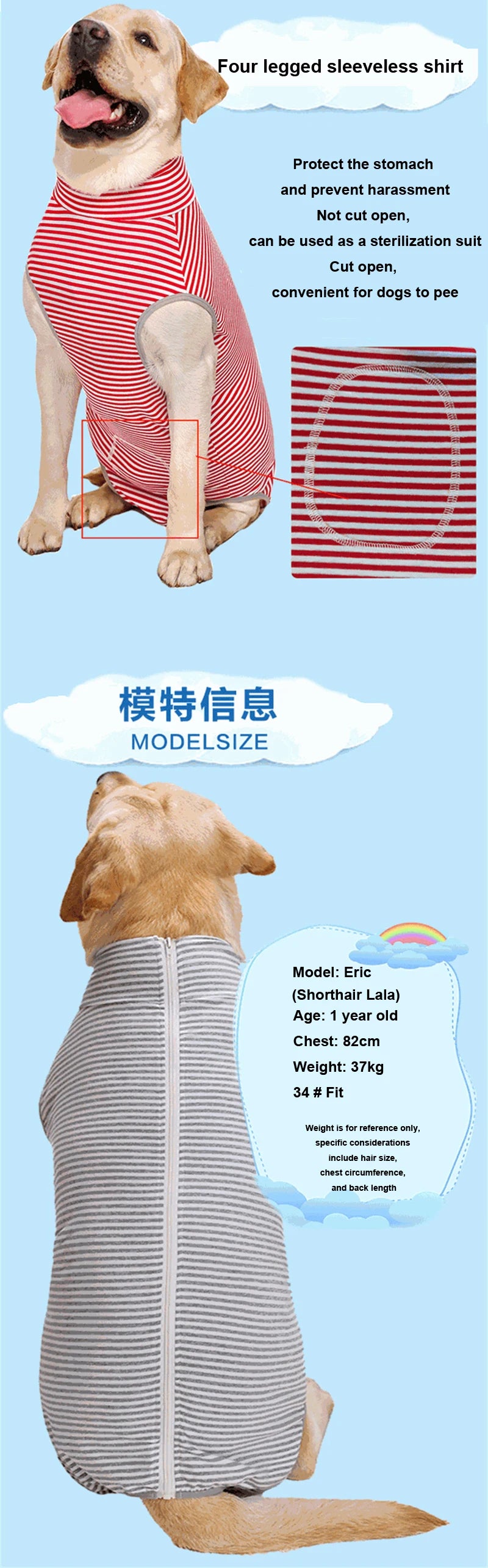 Dog Sterilization Suit Cotton Dog Recovery Suit Anti Licking Wounds Pet Care Clothes After Surgery Clothes Apparels Pet Supplies