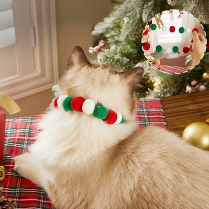 Pet Cat Fur Ball Collar Hat Elk Tie Gift Dog Decoration Small Medium-sized Dog Collar Elasticity Holiday Decoration Christmas