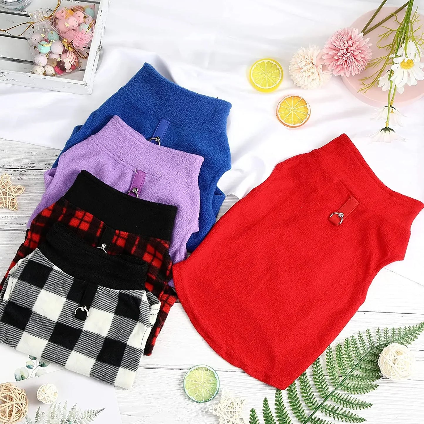 Dog Clothes Dog Sweater with Leash Ring Soft Winter Pet Clothes Warm Fleece Vest Dog Cozy Jacket for Dog Supplies French Bulldog