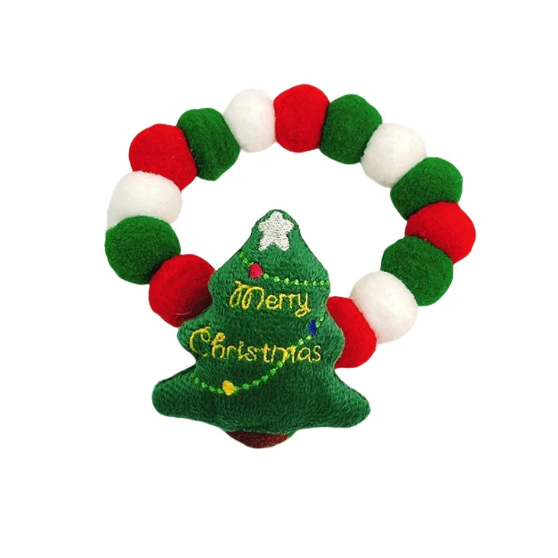 Pet Cat Fur Ball Collar Hat Elk Tie Gift Dog Decoration Small Medium-sized Dog Collar Elasticity Holiday Decoration Christmas