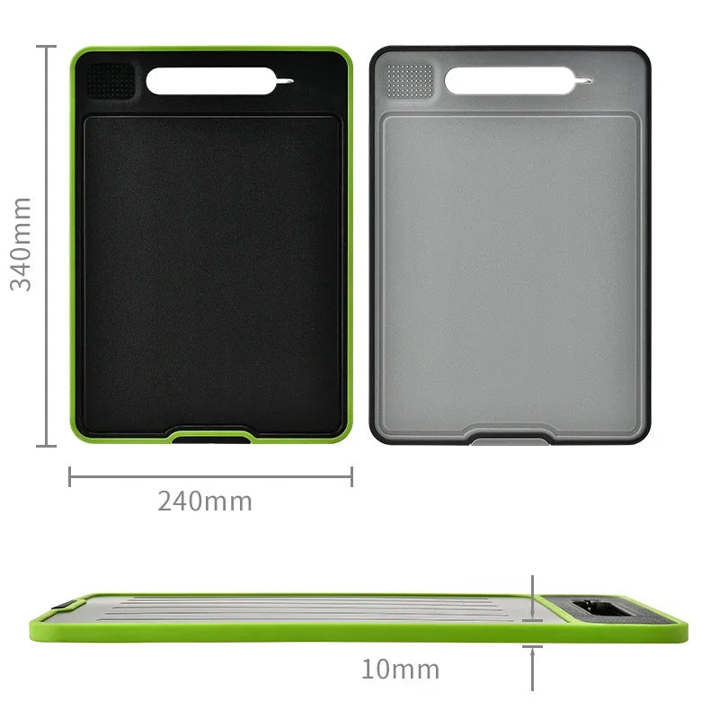 Foldable Double-Sided Thawing Cutting Board 4-in-1 Aluminum Alloy Chopping Board with Knife Sharpener and Garlic Grinder