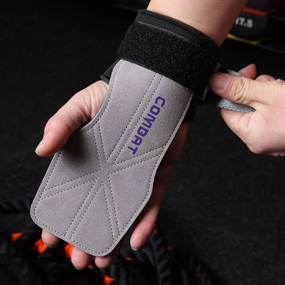 Cowhide Power-Assisted Straps Grips Fitness Gloves Anti-Skid Pads for Women Men Gym Workout Fitness Exercise【1 Pair】