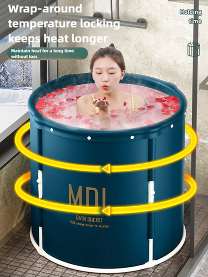 1 unit Strengthened DIY-style bathtub for adults with built-in heat retention feature. A foldable home-use bath product.