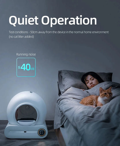 65L Large Space Silent Smart WiFi Cat Litter Box with 9L Trash Automatic Cleaning Fully Enclosed Electric Pet Toilet