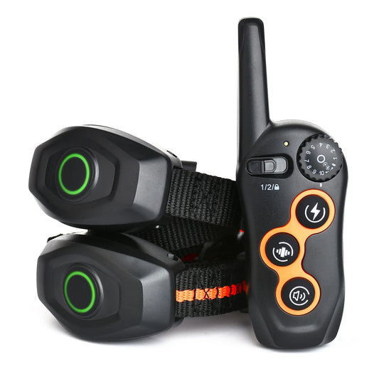 Remote Training Dog Collar, Electric Shock, Waterproof, Rechargeable, Bark Control, 400m, 2 Dogs