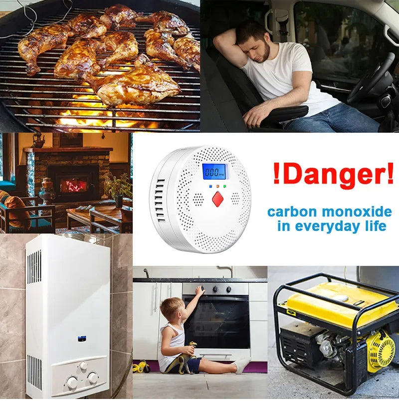 Tuya WiFi Smart Carbon Monoxide Detector Alarm 85dB Sound Warning LCD Digital Display Home Indoor Real-Time CO Monitor Poisoning