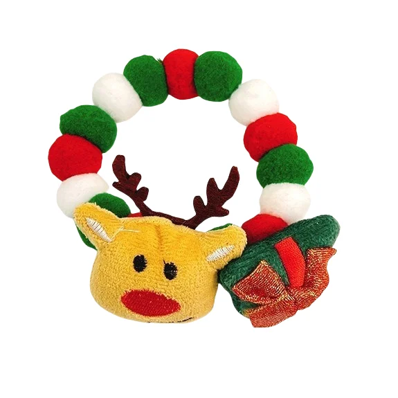 Pet Cat Fur Ball Collar Hat Elk Tie Gift Dog Decoration Small Medium-sized Dog Collar Elasticity Holiday Decoration Christmas