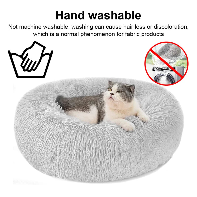 2025 50-80cm Round Pet Bed Long Plush Cat House Dog Bed for Medium Dogs Soft Cat Nest Kennel Dog Mattress Pet Supplies cozy bed