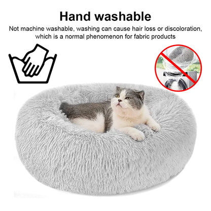 2025 50-80cm Round Pet Bed Long Plush Cat House Dog Bed for Medium Dogs Soft Cat Nest Kennel Dog Mattress Pet Supplies cozy bed