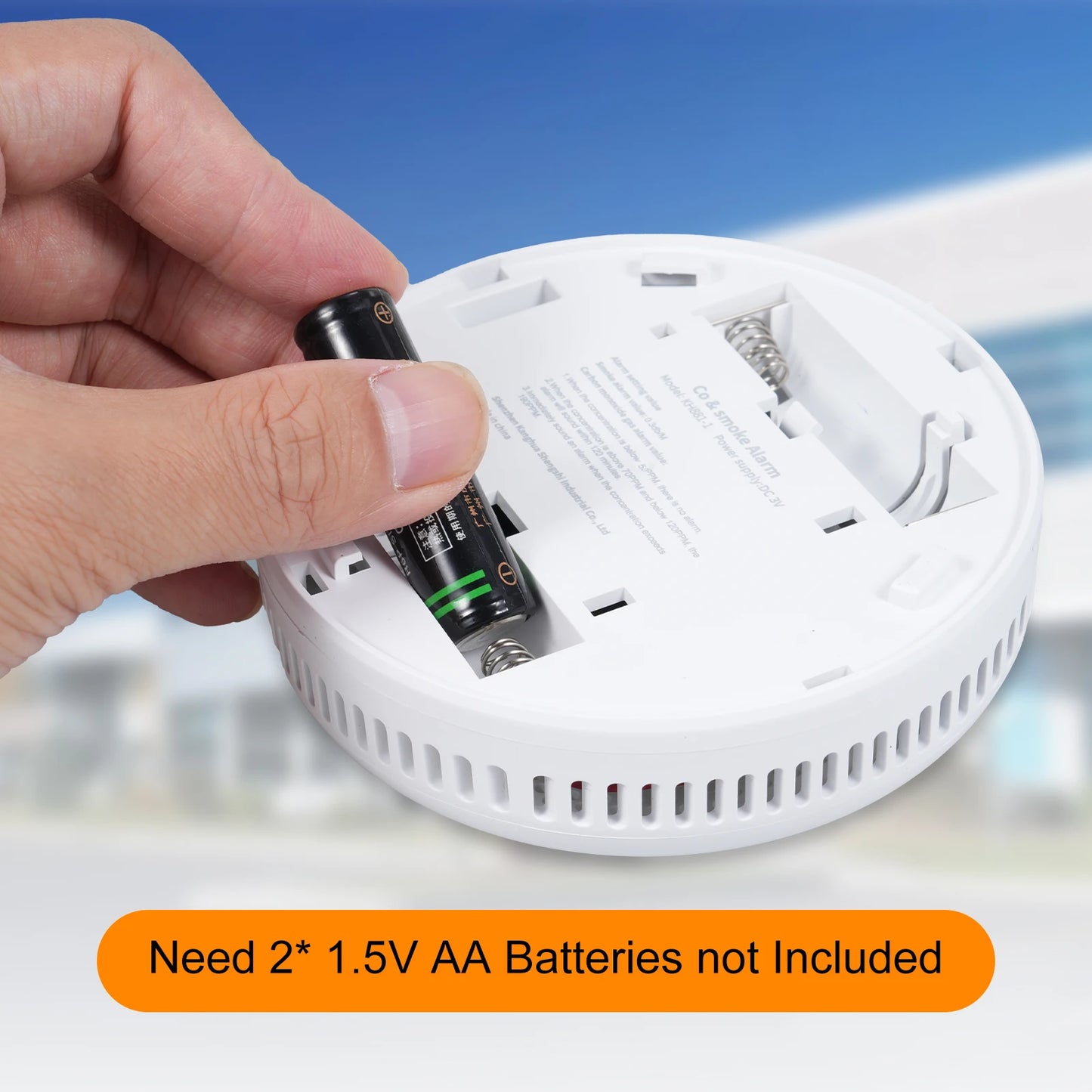 2 in 1 Smoke Carbon Monoxide Alarm Detector Dual Sensor with LCD Display Screen for Hotels Office Buildings Teaching Buildings