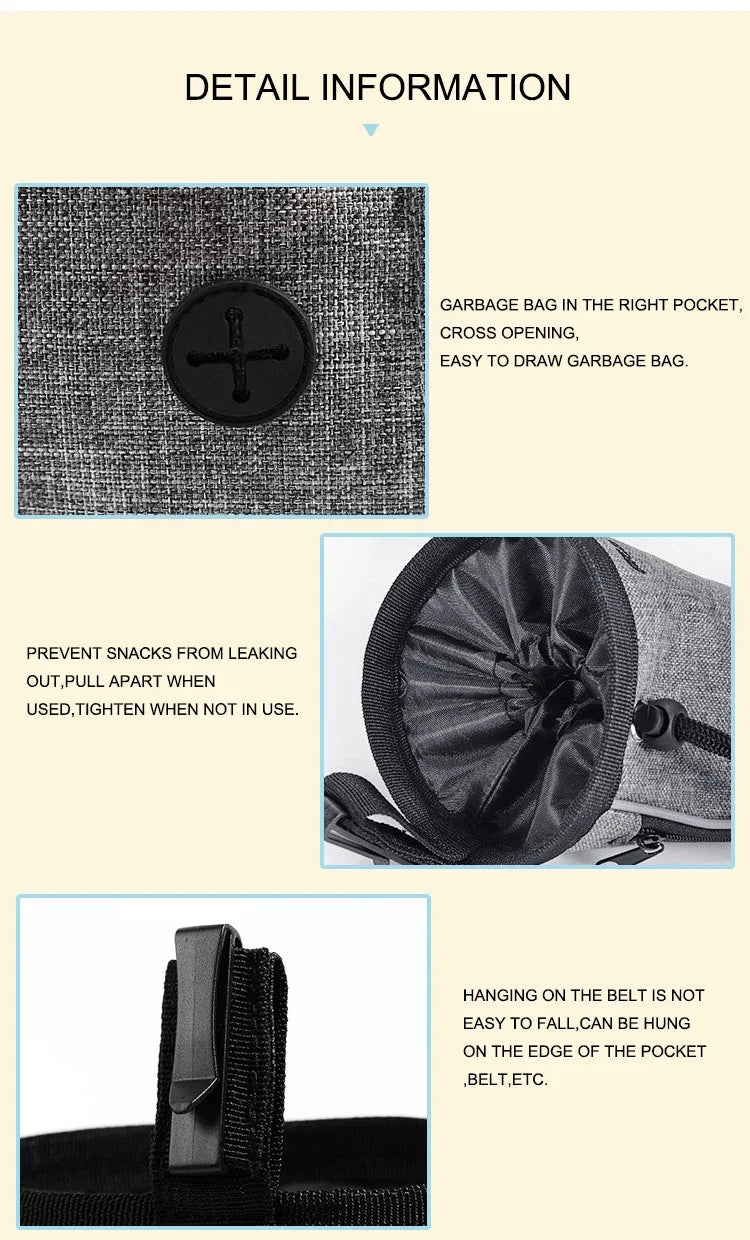 Dog Treat Training Pouch Easily Carries Pet Toys Treats Built In Poop Bag Dispenser Outdoor Dog Trainings Bag