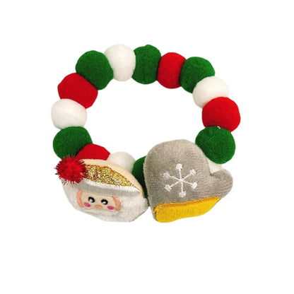 Pet Cat Fur Ball Collar Hat Elk Tie Gift Dog Decoration Small Medium-sized Dog Collar Elasticity Holiday Decoration Christmas