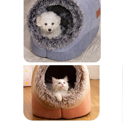 Pet House for Small Dog Cat Bed House Portable Enclosed Plush Pet Kitten Nest Winter Warm Soft Pet Cave Kennel Deep Sleep Sofa
