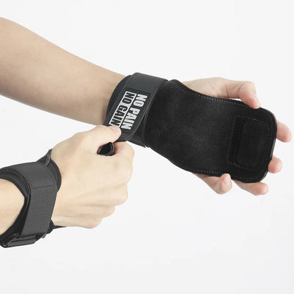 Cowhide Gym Grips Gloves Weightlifting Fitness Pull Up Crossfit Workout Equipment Anti-Slip Wear-Resistance Palm Protection