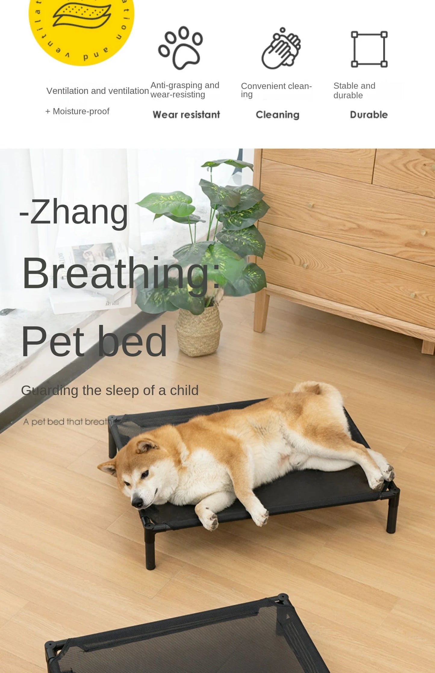 Pet Dog Cat Camping Bed  Elevated Bed for Dogs Folding Puppy Camping Bed Cat House Portable Removable Washable Dog Hammock