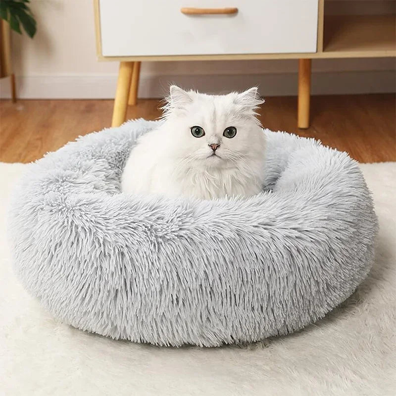 2025 50-80cm Round Pet Bed Long Plush Cat House Dog Bed for Medium Dogs Soft Cat Nest Kennel Dog Mattress Pet Supplies cozy bed