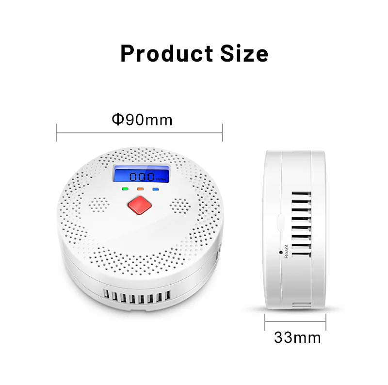 Tuya WiFi Smart Carbon Monoxide Detector Alarm 85dB Sound Warning LCD Digital Display Home Indoor Real-Time CO Monitor Poisoning